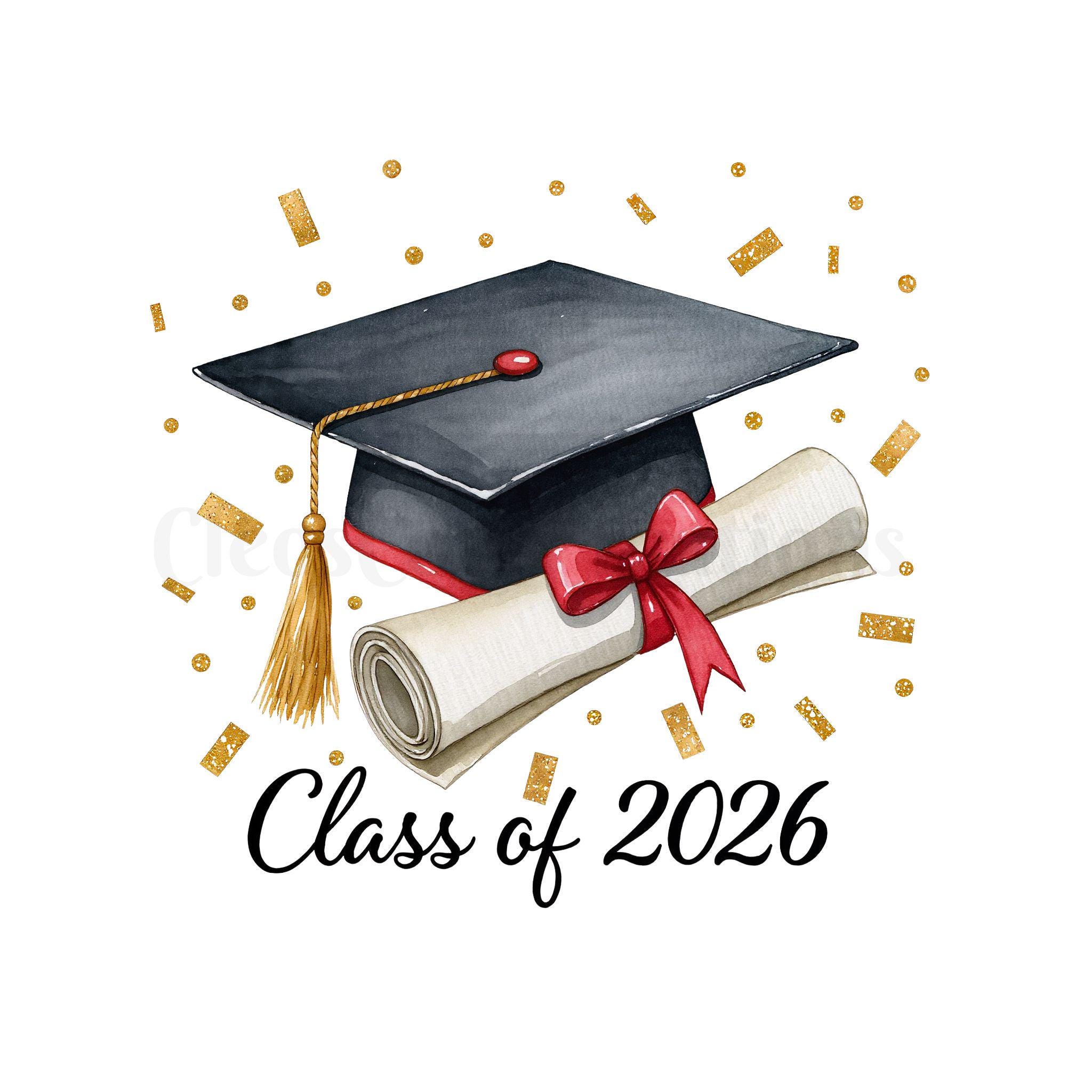 Graduation Clipart PNG Bundle, Class of 2026 PNG, Graduation Cap and ...