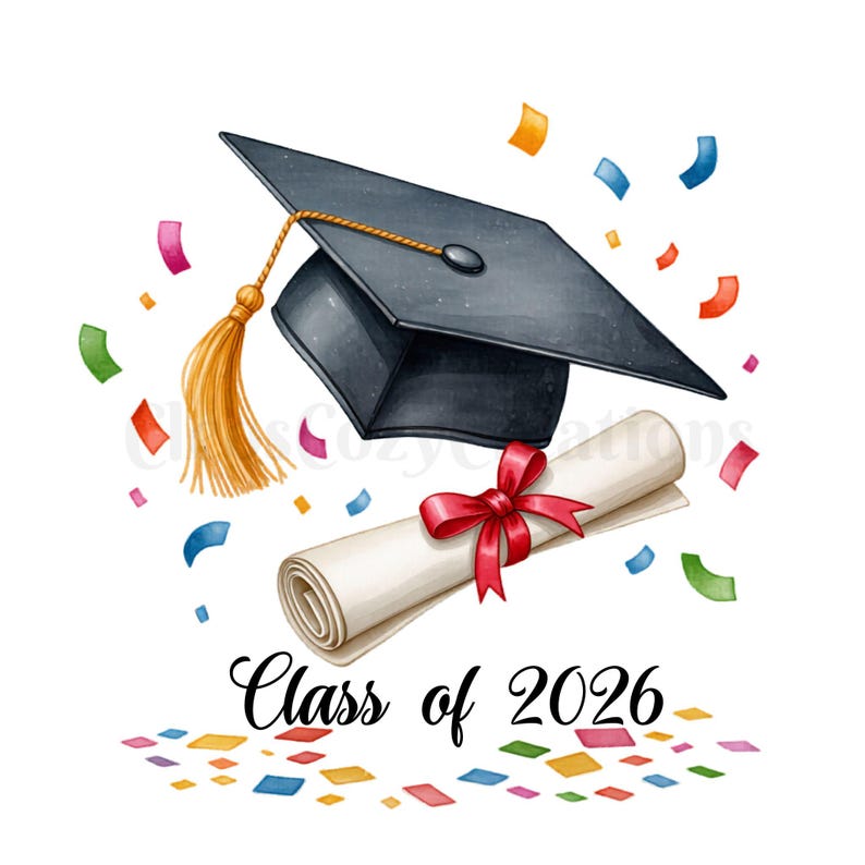 Graduation Clipart PNG, Class of 2026 Clipart, Graduation Cap and ...