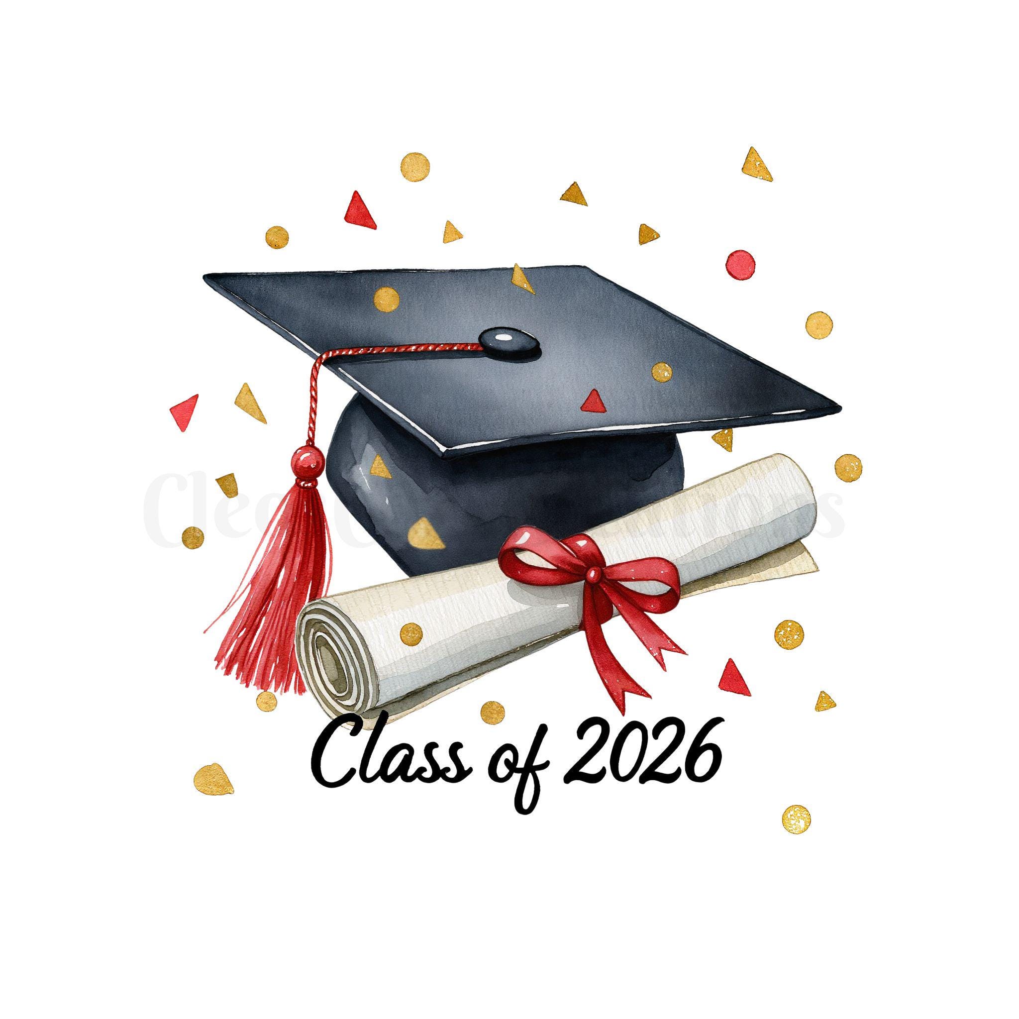 Graduation Clipart PNG Bundle, Class of 2026 PNG, Graduation Cap and ...