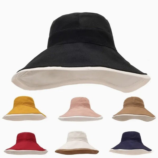 SUN HAT,5" Foldable Wide Brim Sun Hat with Chinstrap,Travel Hat,Womens Outdoor Garden Hat,Beach Hat,Reversible Bucket Hat Women