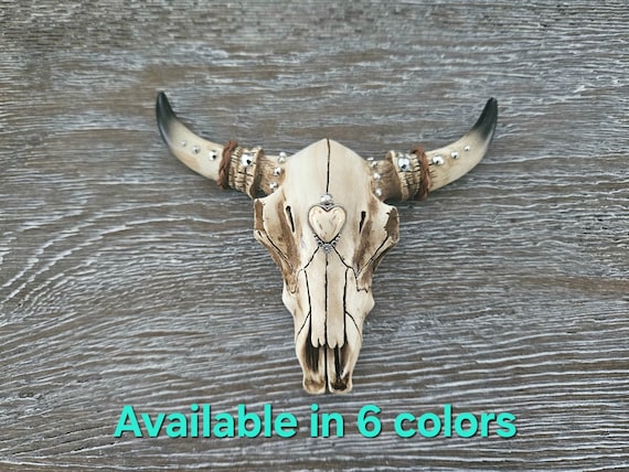 TEXAS LONGHORN STEER Skull,Faux Taxidermy Wall Mount,Mini Cow Head,Skull Wall Decor,Animal Skull Western Wall Decor,Decorative Bull Skull
