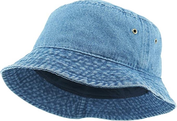 DENIM BUCKET HAT,Black Denim Hat,Fishing Hat,Custom Pins,Beach Hat,Sun Hat,Fisherman's Hat,Blue Denim XLarge Bucket Hat