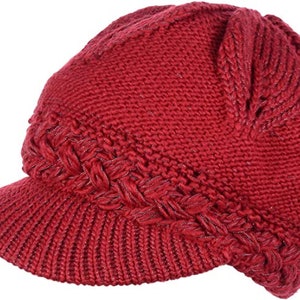 CROCHET NEWSBOY HAT,Women Slouch Beanie Hat with Brim,Chemo Headwear,Winter Hat Women,Brim Hat,Christmas Gift for Her,Winter Baker Boy Hat