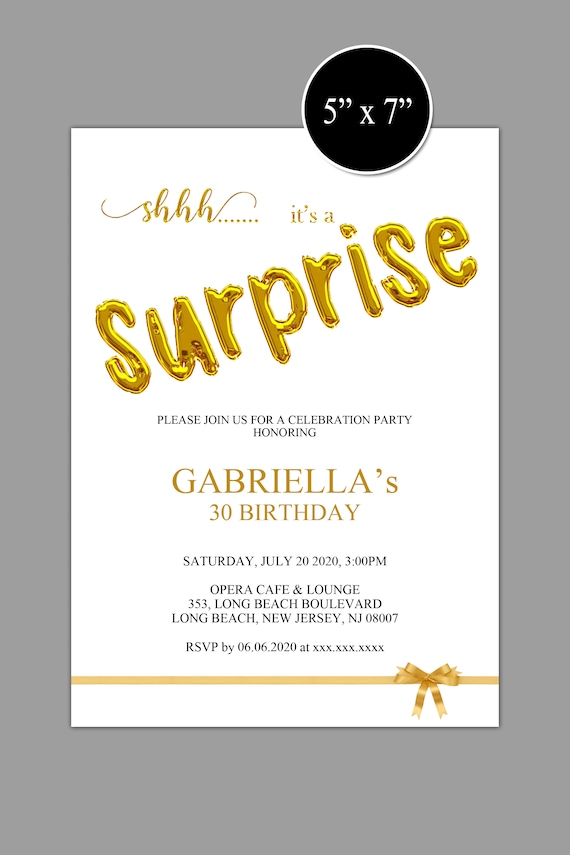 Any Age Surprise Birthday Invitation Shhh It S A Surprise Etsy
