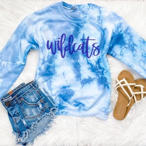 Wildcats Sweatshirt,  ADULT and YOUTH Two Shades Available, Hand-Dyed, Tie-Dye, Sweatshirt, Super Soft and Comfy Sweatshirt