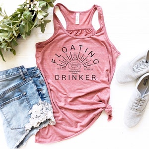 Floating Drinker Tank Top, Tubing Tank, Many Colors Available, Funny, Comfy and Soft Tank, Women&#39;s Racerback Tank Top