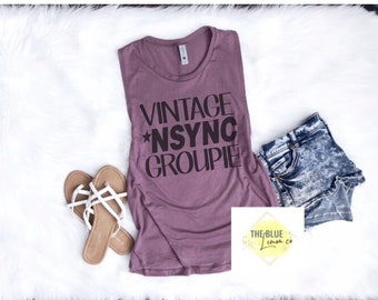 Vintage NSYNC Groupie, NSYNC, Boyband Fan, Many Colors Available, Funny, Comfy and Soft Tank, Women's Muscle Tank Top