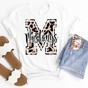 Mustangs Shirt, ADULT and YOUTH, Leopard Print M, Spirit Wear