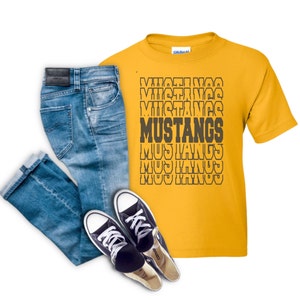 Goodings Grove, YOUTH Mustangs, Spirit Wear, Mustangs Repeated, Gildan Dry Fit, Available in Many Colors