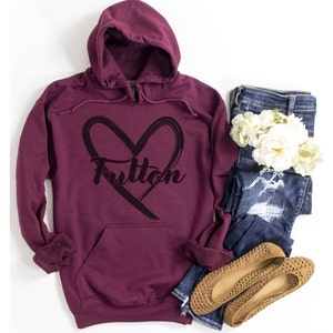 ADULT Fulton Heart Sweatshirt, Vintage Print Hoodie, Super Soft and Comfy, Unisex Fall Hoodie, Tons of Colors