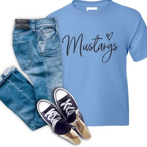 Butler, YOUTH Mustangs, Spirit Wear, Mustangs Heart, Gildan Dry Fit, Available in Many Colors