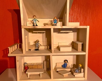 Dollhouse with light, mouse house, bear room