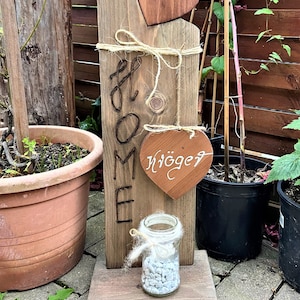 Wooden sign, Wooden display, Stele, Garden décor, Wood, Wooden board, Entrance décor, Welcome sign, Welcome