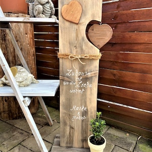 Holzschild, Holzaufsteller, Stele, Gartendeko, Holz, Holzbrett, Eingangsdeko, Willkommensschild, Willkommen,