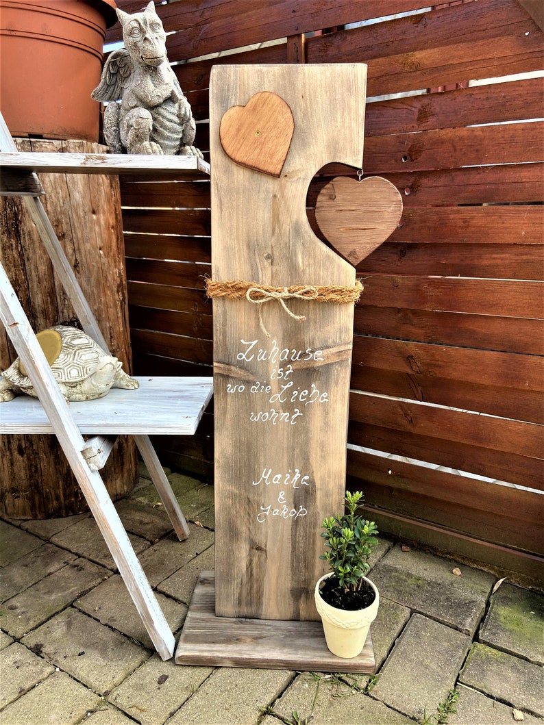 Holzschild, Holzaufsteller, Stele, Gartendeko, Holz, Holzbrett, Eingangsdeko, Willkommensschild, Willkommen, zdjęcie 1