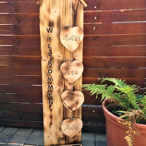 Wooden sign, wooden stand, stele, garden decoration, wood, wooden board, entrance decoration, welcome sign