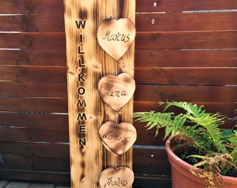 Wooden sign, wooden stand, stele, garden decoration, wood, wooden board, entrance decoration, welcome sign