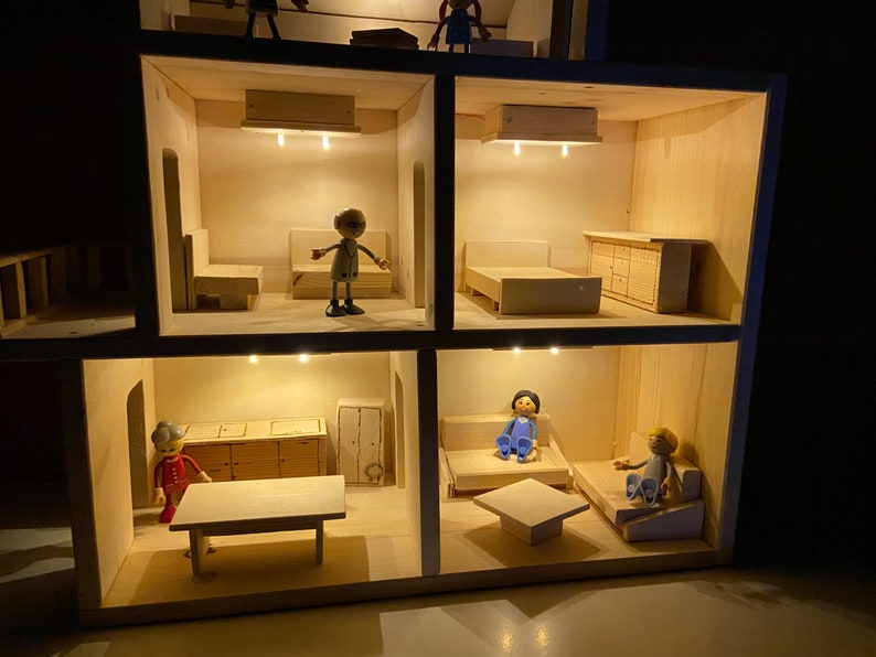 Maison de poupée avec lumière, maison de souris, chambre d'ours image 8