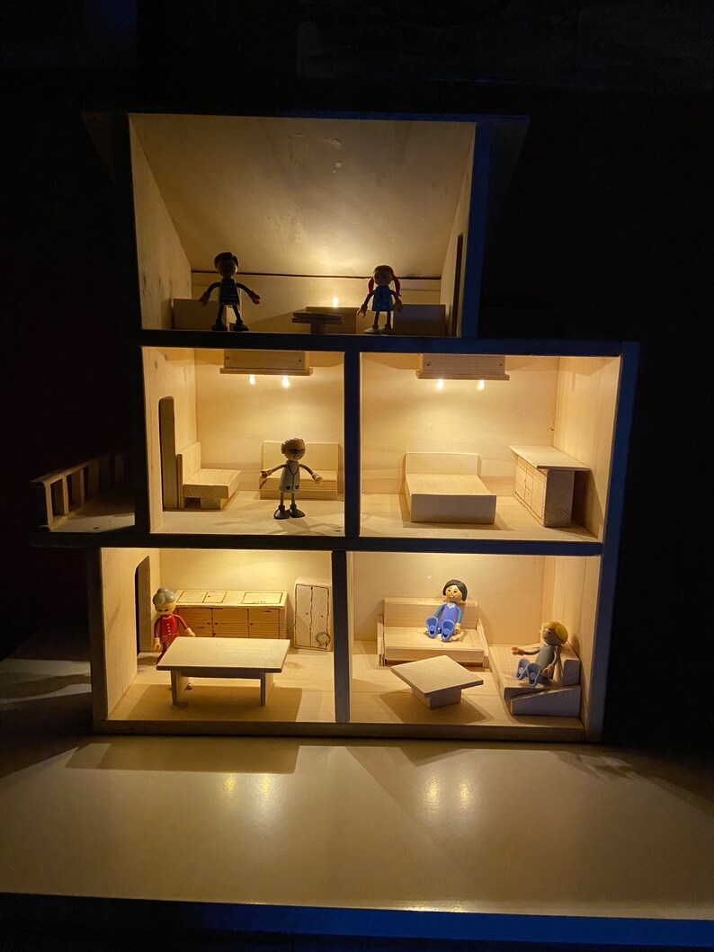 Maison de poupée avec lumière, maison de souris, chambre d'ours image 7