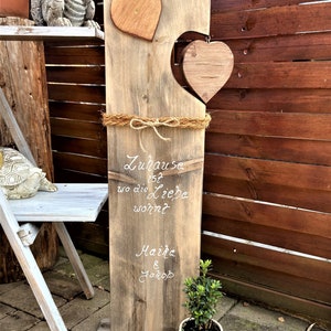 Holzschild, Holzaufsteller, Stele, Gartendeko, Holz, Holzbrett, Eingangsdeko, Willkommensschild, Willkommen, zdjęcie 2