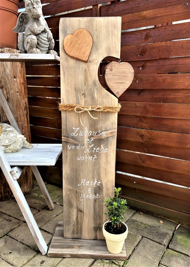 Holzschild, Holzaufsteller, Stele, Gartendeko, Holz, Holzbrett, Eingangsdeko, Willkommensschild, Willkommen, zdjęcie 2