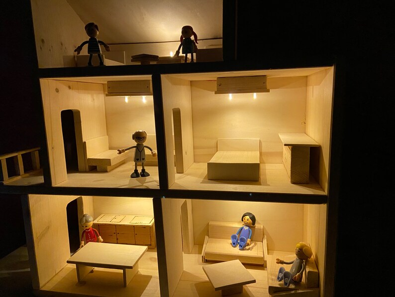 Maison de poupée avec lumière, maison de souris, chambre d'ours image 9