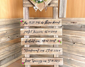 Panneau en bois, présentoir en bois pour mariage