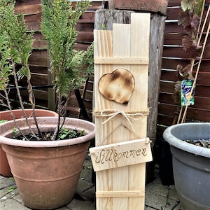 Wooden sign, Wooden display, Stele, Garden décor, Wood, Wooden board, Entrance décor, Welcome sign, Welcome