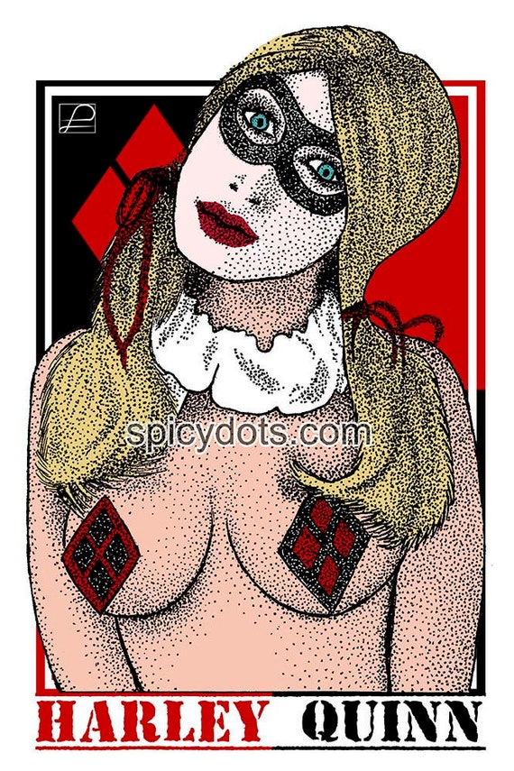 Harley's Spicy Dots [INSTANT DOWNLOAD] Digital Print, Nude Female, Erotic  Comic Art, Superhero Girl, Geek Pin-up, Color Pointillism