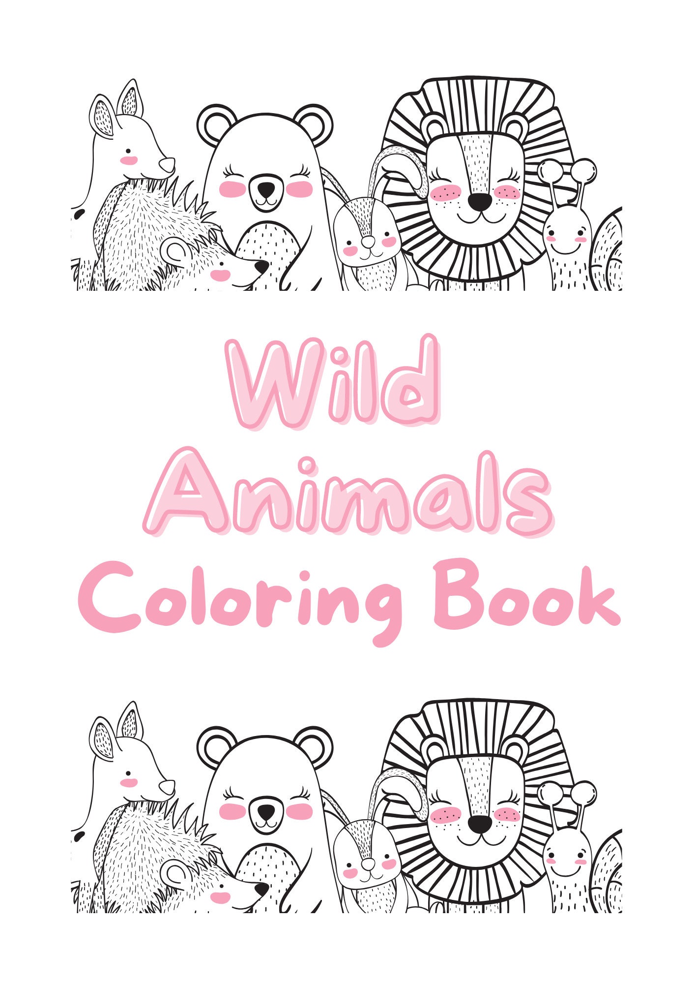 Wild Animals Coloring Books Etsy