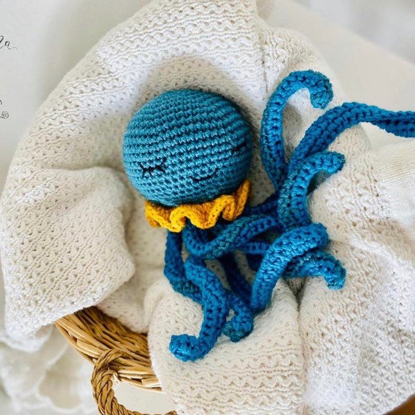 Spieluhr Krake/ Oktopus / Qualle / Rassel / Kuscheltier / Amigurumi