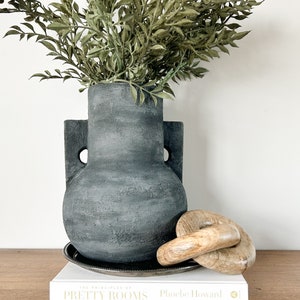 One of a kind Tall Matte black vase, Artisan vase, Stone texture vase, Organic Decor Vase, Rustic textured vase, Black large vase