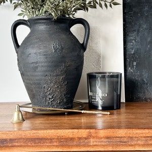 Tall Matte black vase, Aged vessel, Artisan vase, Stone texture vase, Organic Decor Vase, Rustic textured vase, urn, Japandi vase