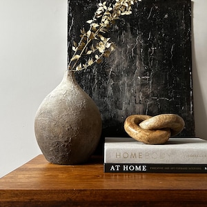Rustic Vase Antique Look, Hand Finished Decorative Vase, Vintage Inspired Farmhouse Decor, Distressed Neutral Home Accent, Salvaged Vase