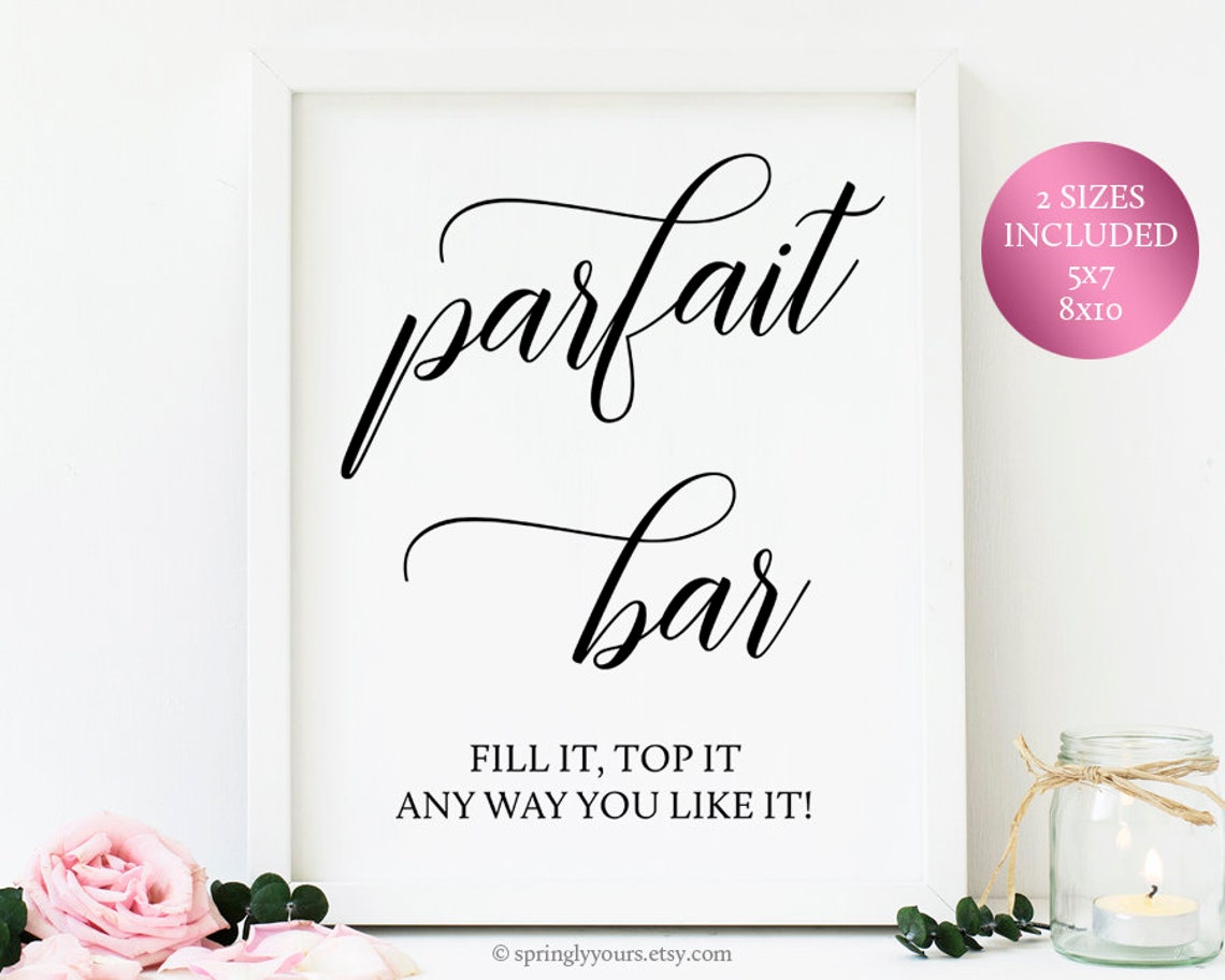 Parfait Bar Sign Printable Brunch baby shower drink sign | Etsy