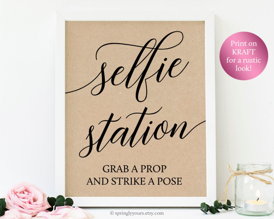 Selfie Station Sign Printable Download Grab A Prop And Strike | Etsy