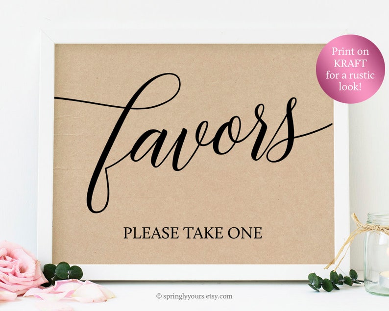 Favors Please Take One Sign Printable Wedding Favors Sign | Etsy