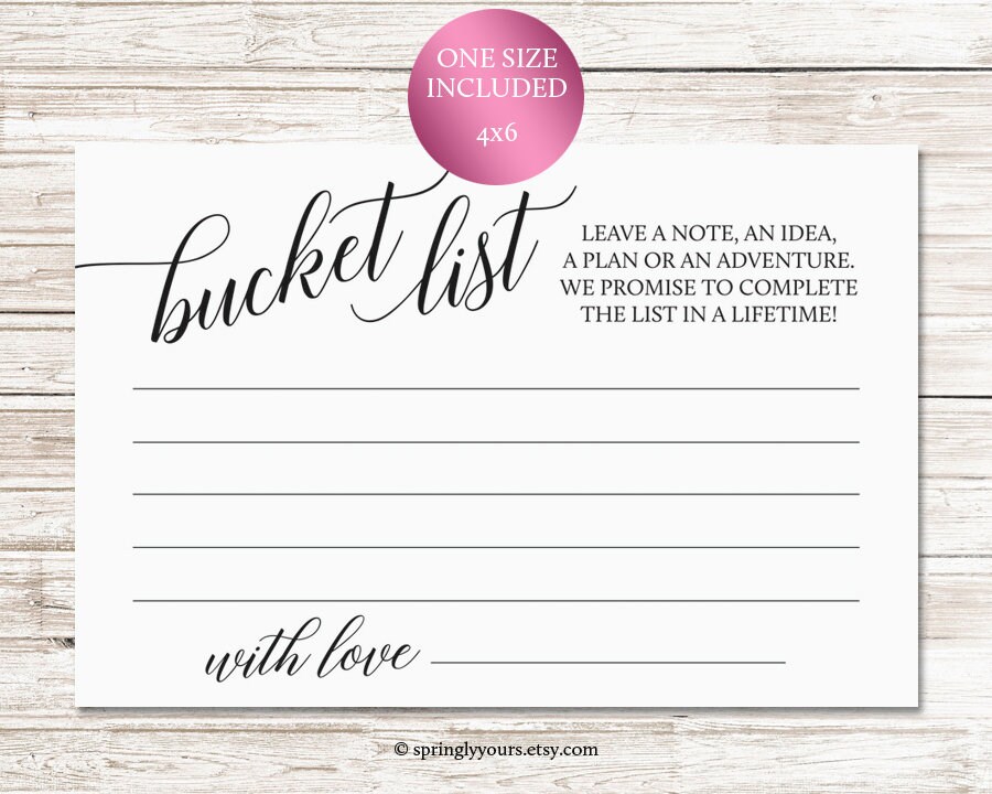Wedding Bucket List Cards For Wedding Bucket List Guest Book Etsy