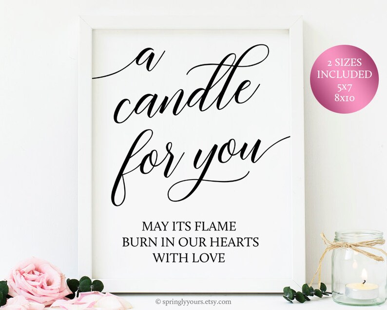 Candle Wedding Favor Sign Printable Wedding Candle Favors Sign Etsy
