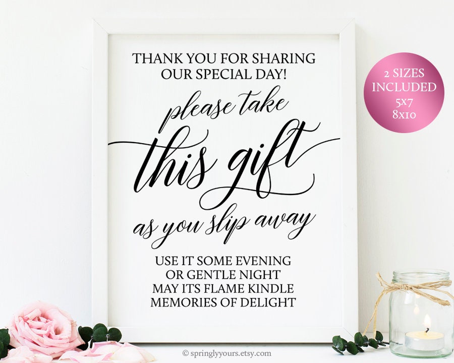 Gift Favor Candles Sign Wedding Candle Favors Printable Etsy