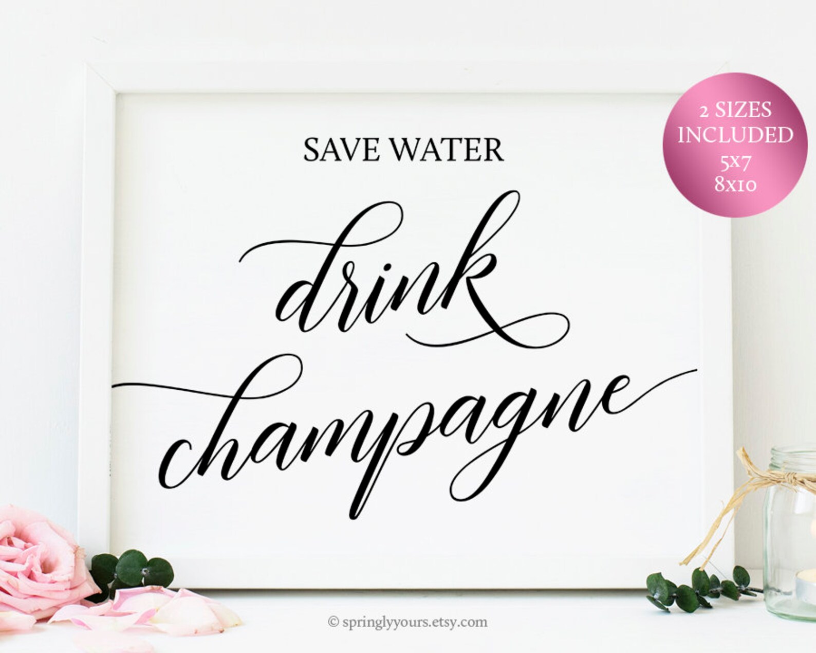 Save Water Drink Champagne Sign Champagne Bar Sign Decor Etsy