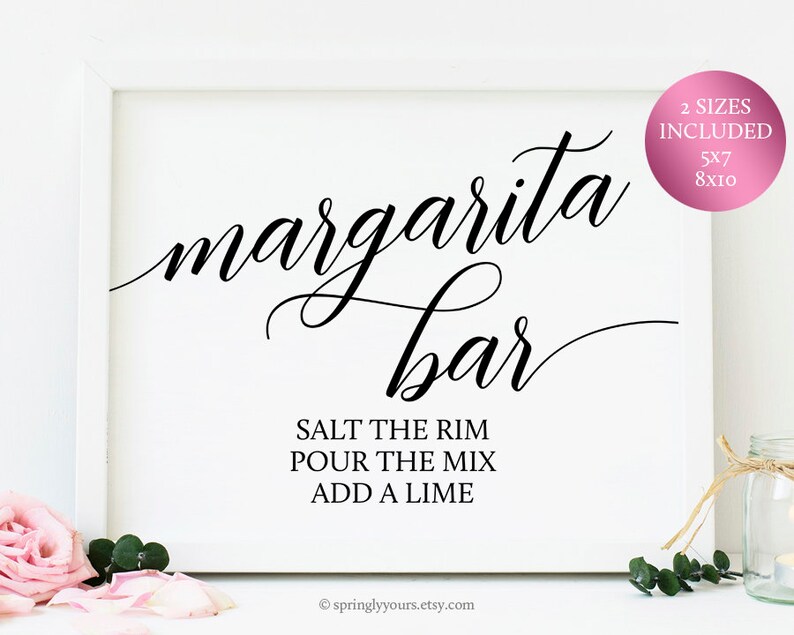 Margarita Bar Sign Printable Margarita Sign Fiesta Bridal Etsy