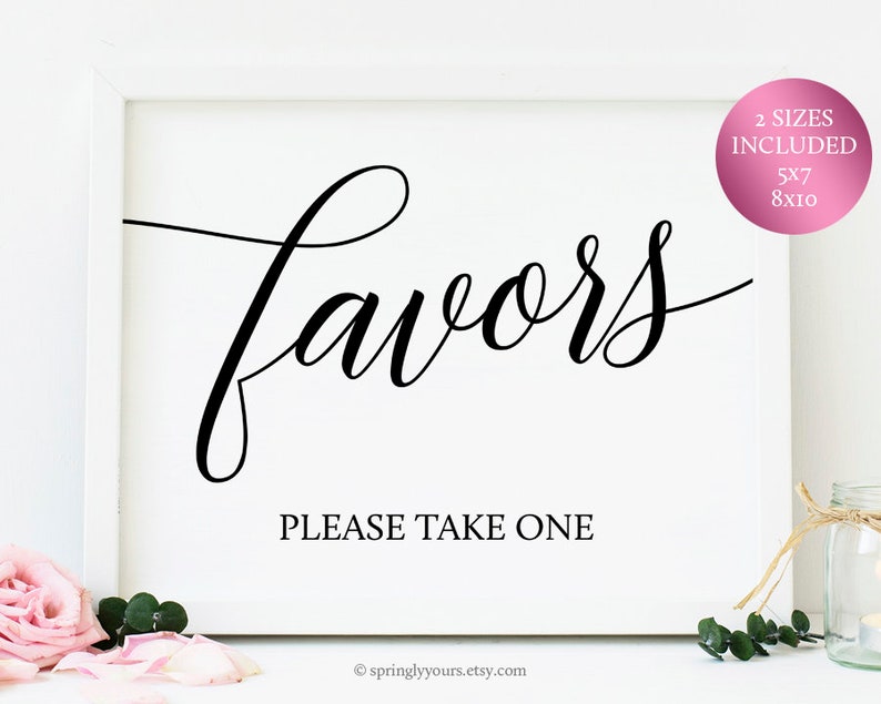 Favors Please Take One Sign Printable Wedding Favors Sign | Etsy