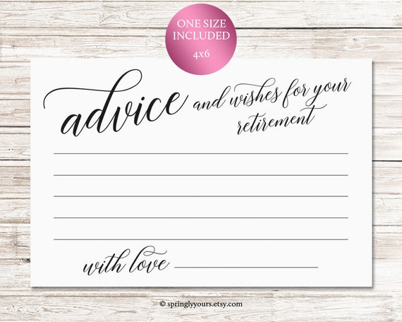 retirement advice and wishes cards retirement wish cards etsy printable retirement party games