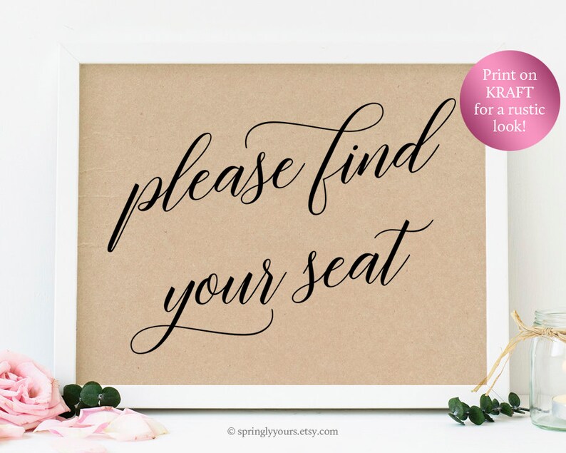 Please Find Your Seat Sign Please Find Your Seat Printable | Etsy