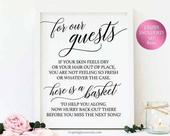 Wedding Bathroom Basket Sign Wedding Printable Sign Wedding Etsy