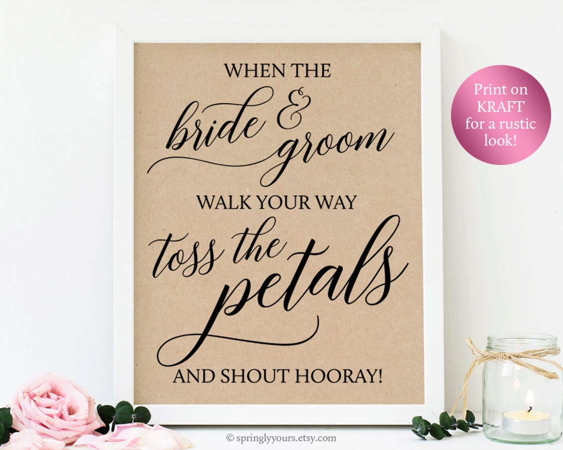 Toss Petals Sign Printable Wedding Petal Toss Sign Cones Bags Etsy