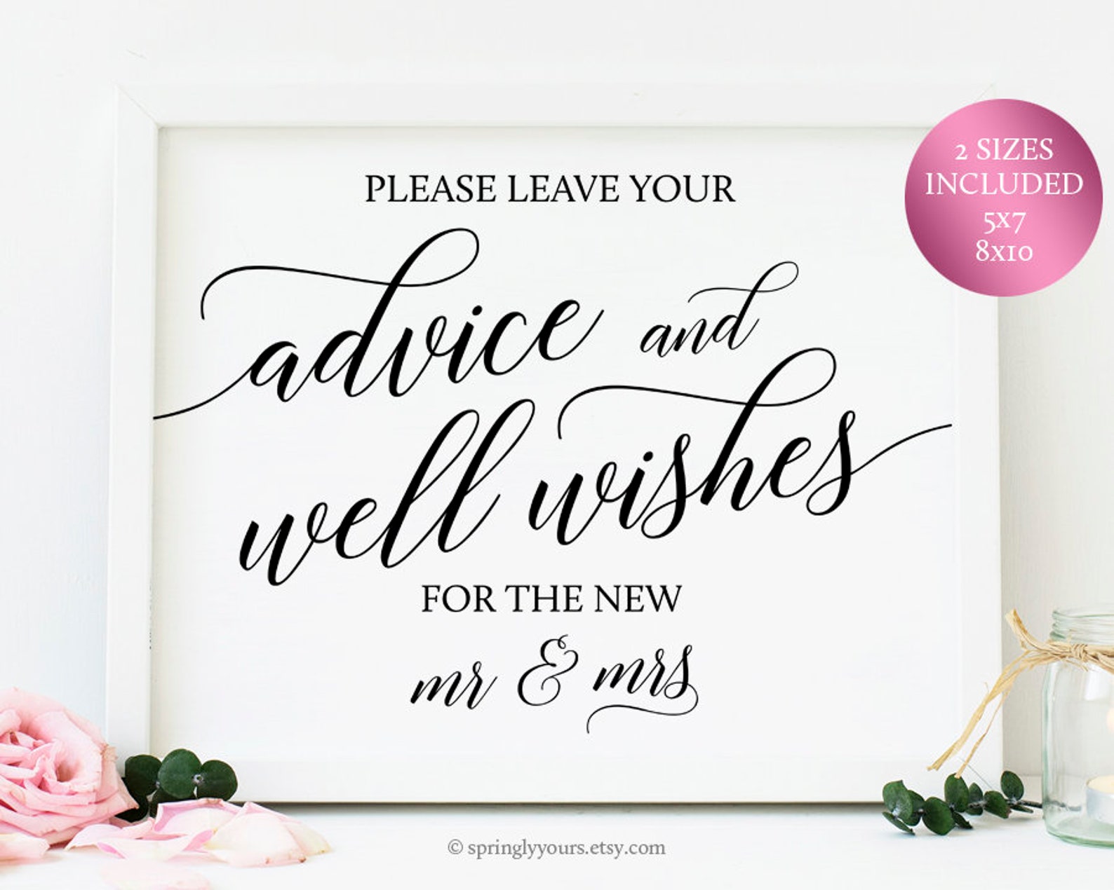 Advice And Well Wishes Sign Printable Wedding Advice Sign | Etsy