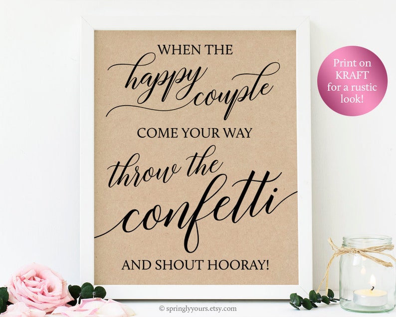 Wedding Confetti Sign Printable Wedding Confetti Toss Sign Etsy