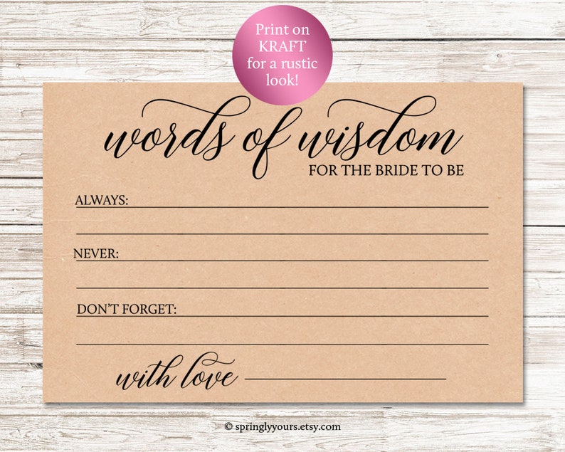 Words Of Wisdom Bridal Shower Advice Cards Printable Rustic Etsy words-of-wisdom-bridal-shower-advice-cards-printable-rustic-etsy